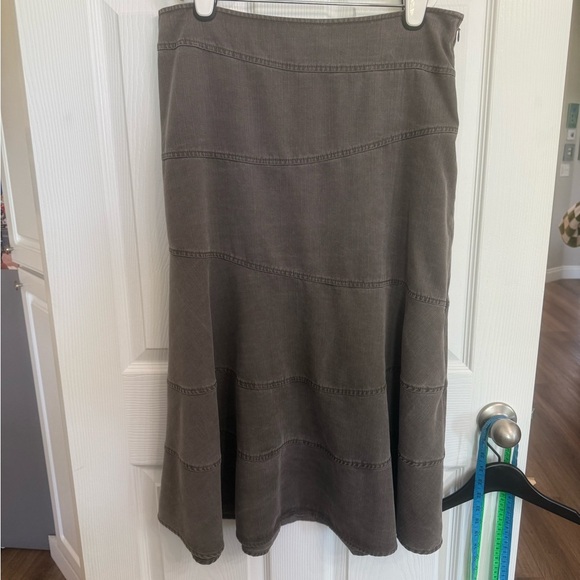 J. Jill Grey Brown Denim Maxi Skirt Size 12 Tencel Long Flowy Modest Boho - Picture 2 of 7